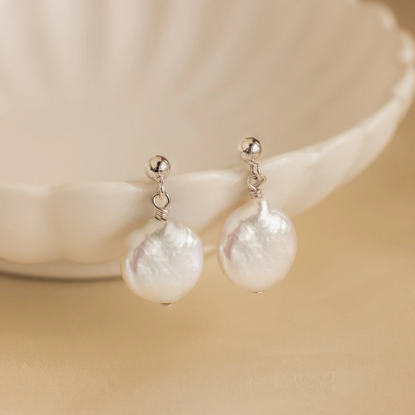 Round Pearl Drop Earrings