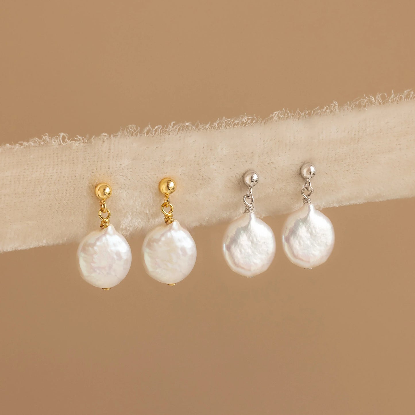 Round Pearl Drop Earrings