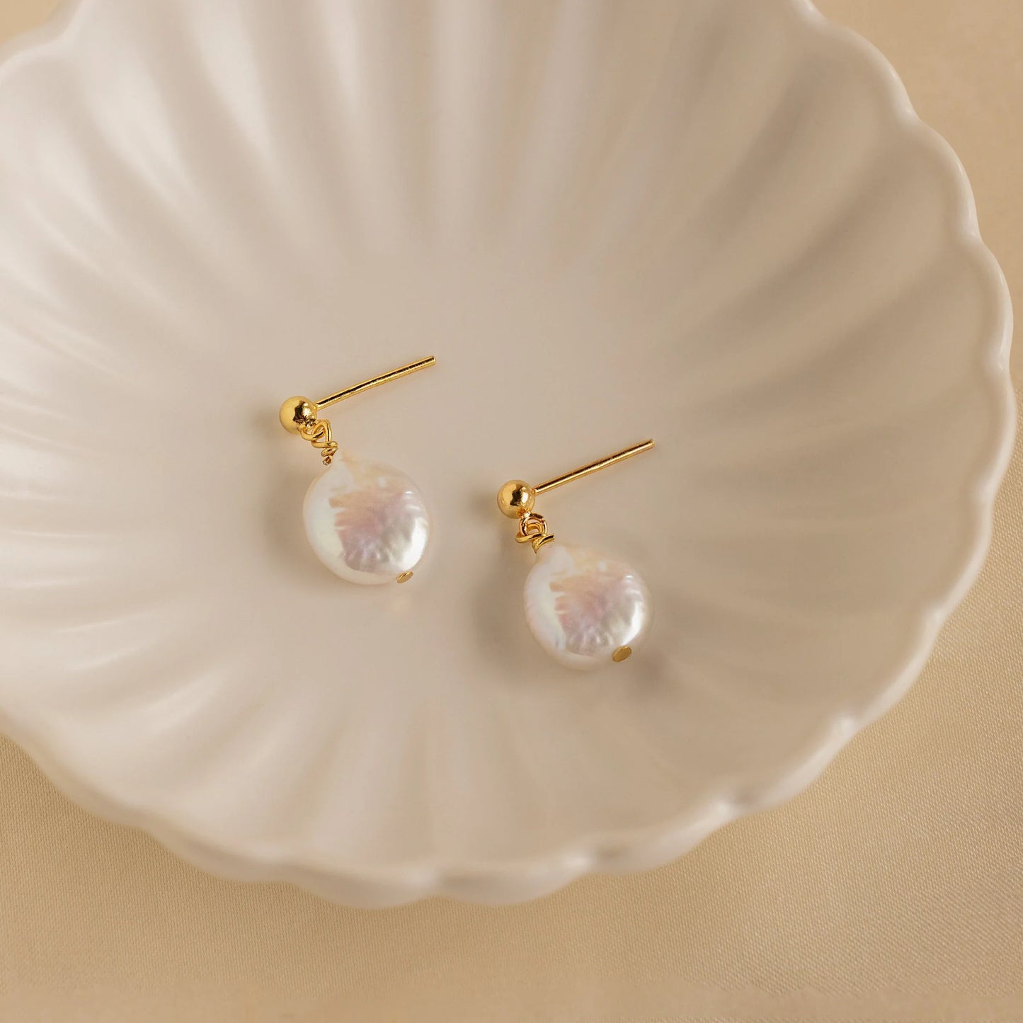 Round Pearl Drop Earrings