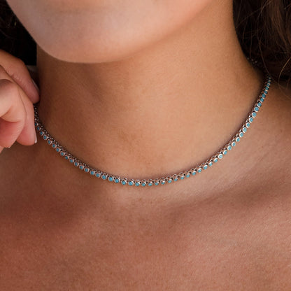 Turquoise Bezel Tennis Necklace