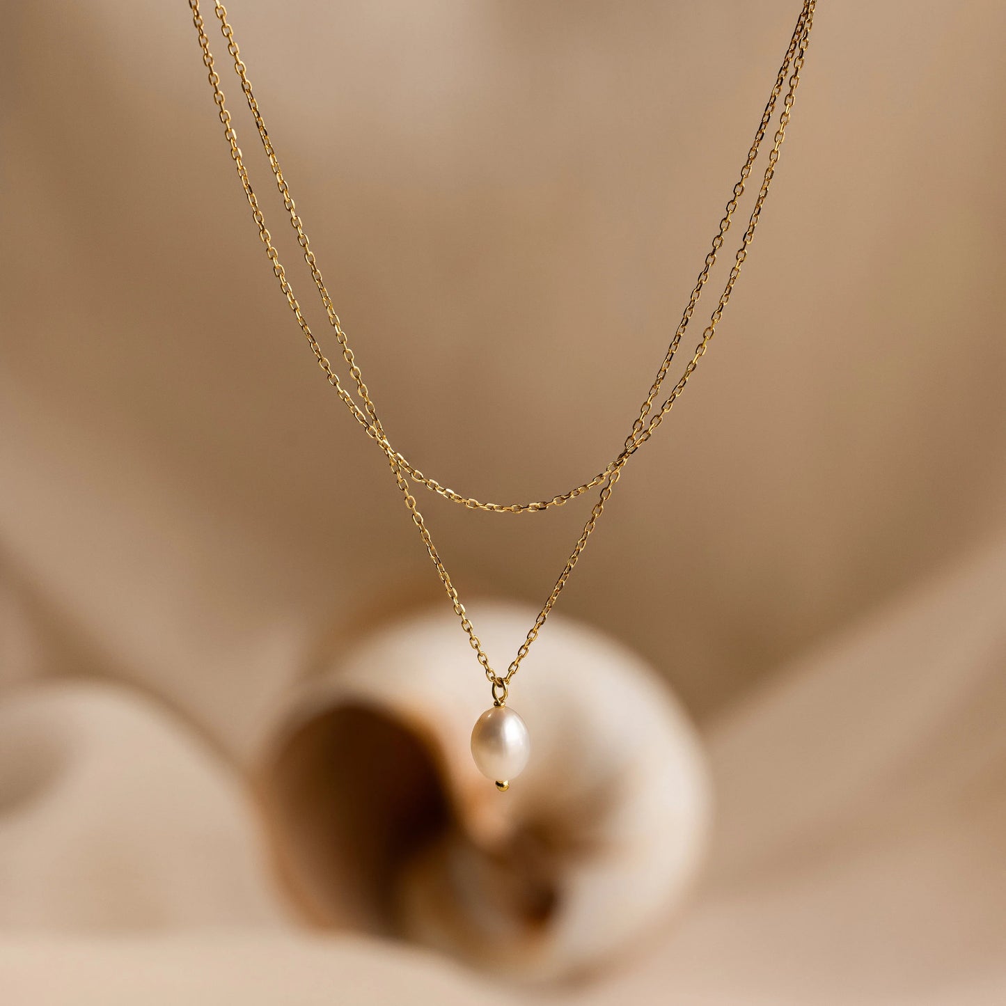 Duo Chain Pearl Necklace