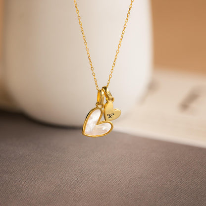 Stylish Pearl Initial Heart Necklace