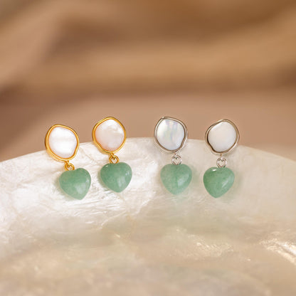 Jade Heart Drop Earrings