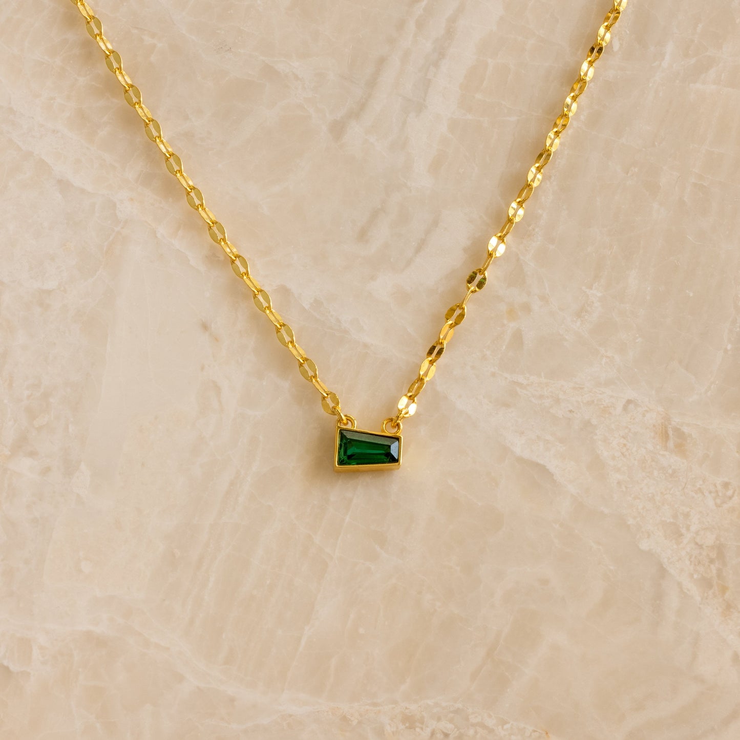 Tapered Baguette Birthstone Necklace