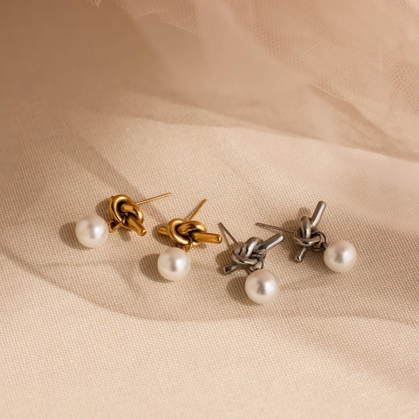 Love Knot Pearl Earrings