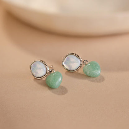 Jade Heart Drop Earrings