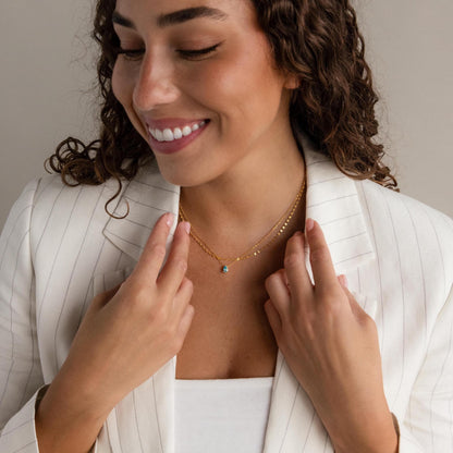 Duo Layered Birthstone Necklace