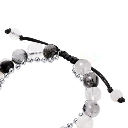 Mountain&Sea Touch Bracelets with Beaded Black Rutilated Quartz