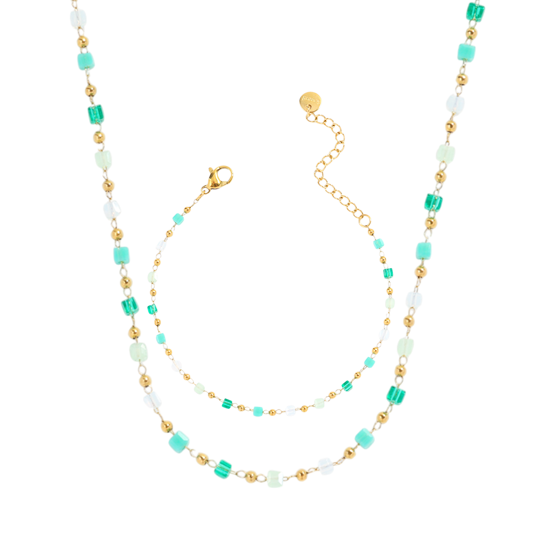 Beaded Beach Bracelet and Choker Necklace Set