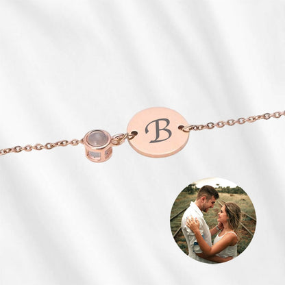 Bracelet with Picture inside Initial Disc Bracelet with Projection