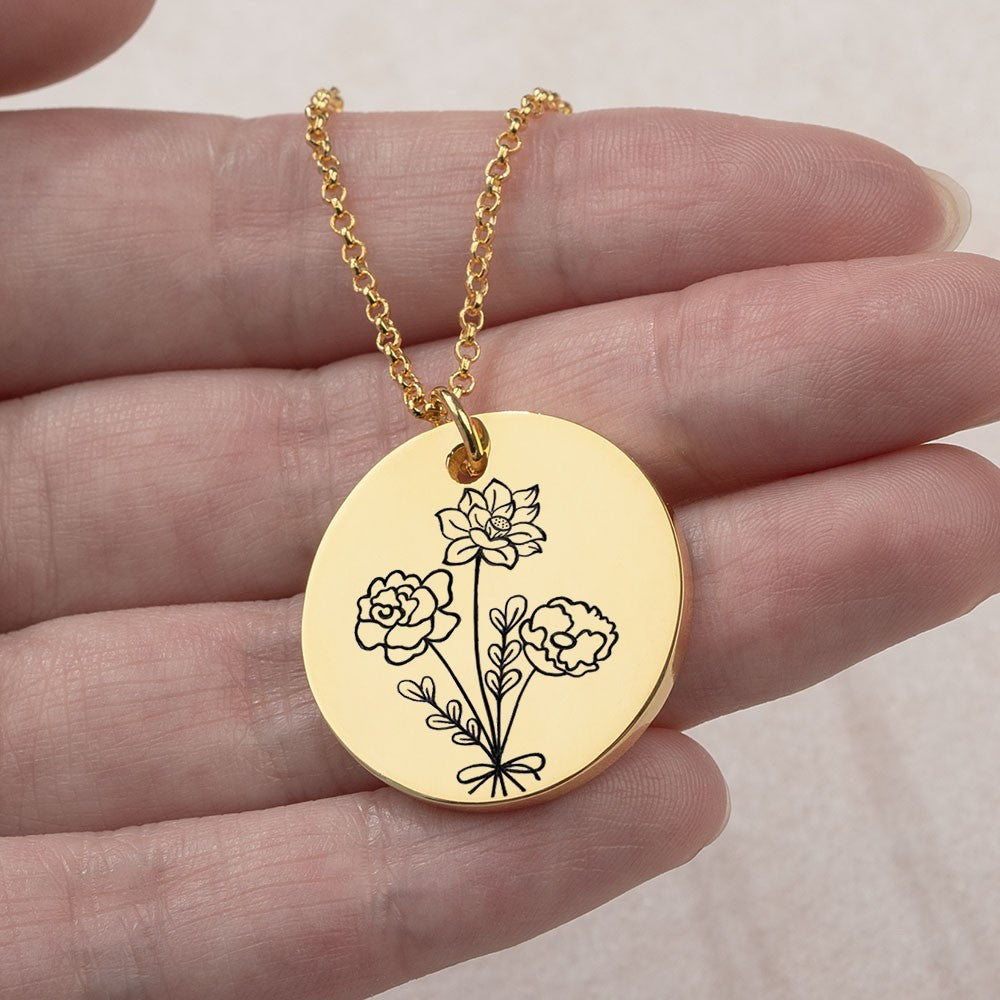 2-5 Birth Flowers Bouquet Necklace