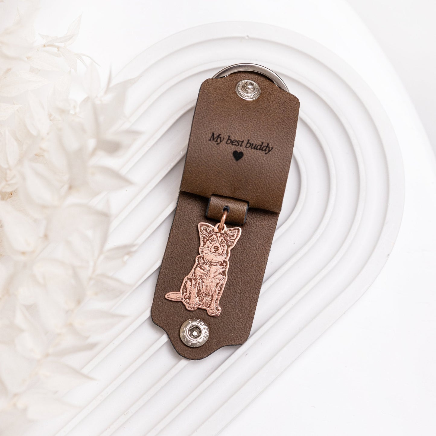 Leather Photo Silhouette Keychain