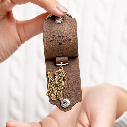 Leather Photo Silhouette Keychain