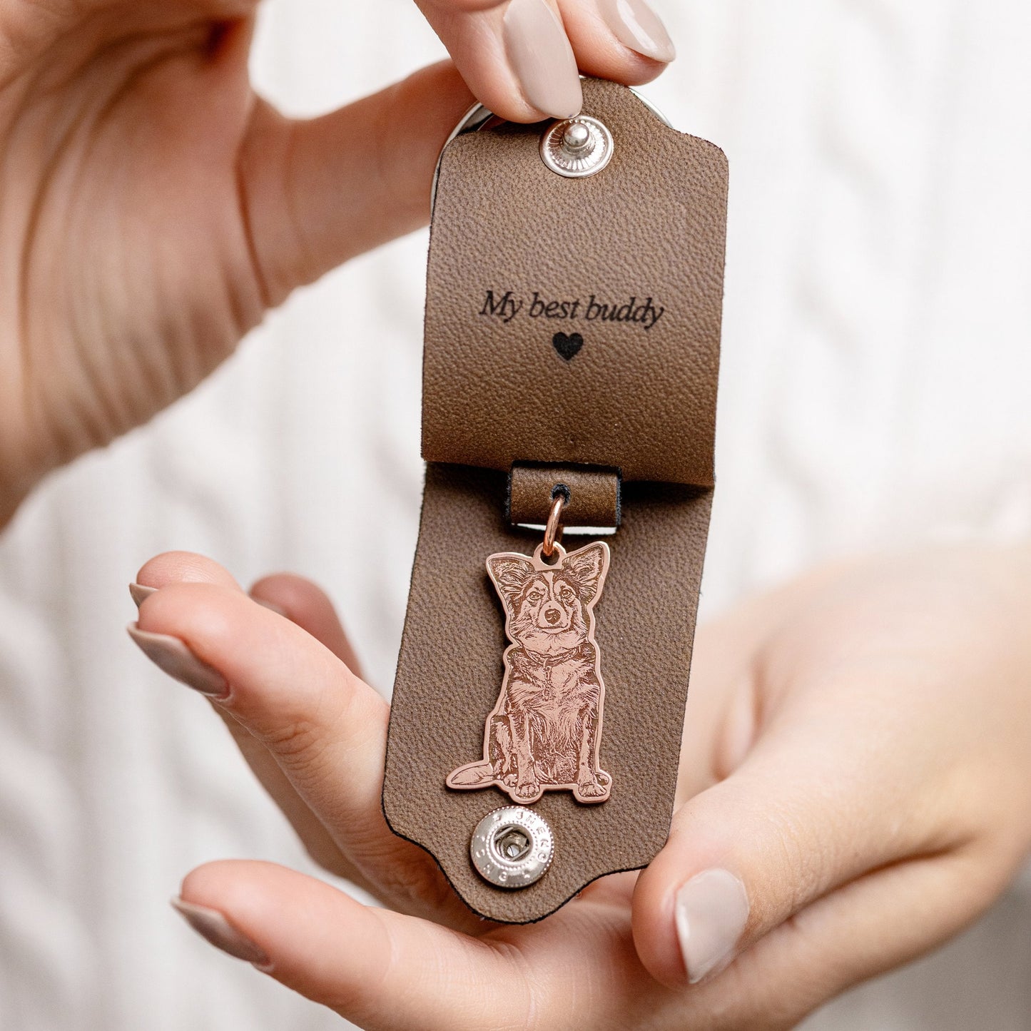 Leather Photo Silhouette Keychain