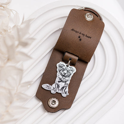 Leather Photo Silhouette Keychain