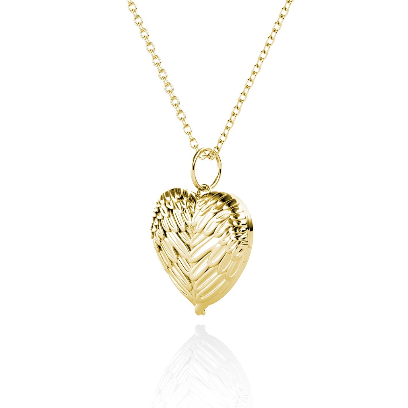 Heart Photo Locket Necklace with Picture Inside - Gold