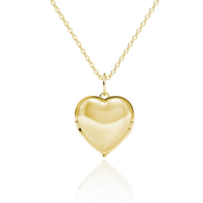 Heart Photo Locket Necklace with Picture Inside - Gold