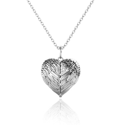 Heart Photo Locket Necklace with Picture Inside - Silver