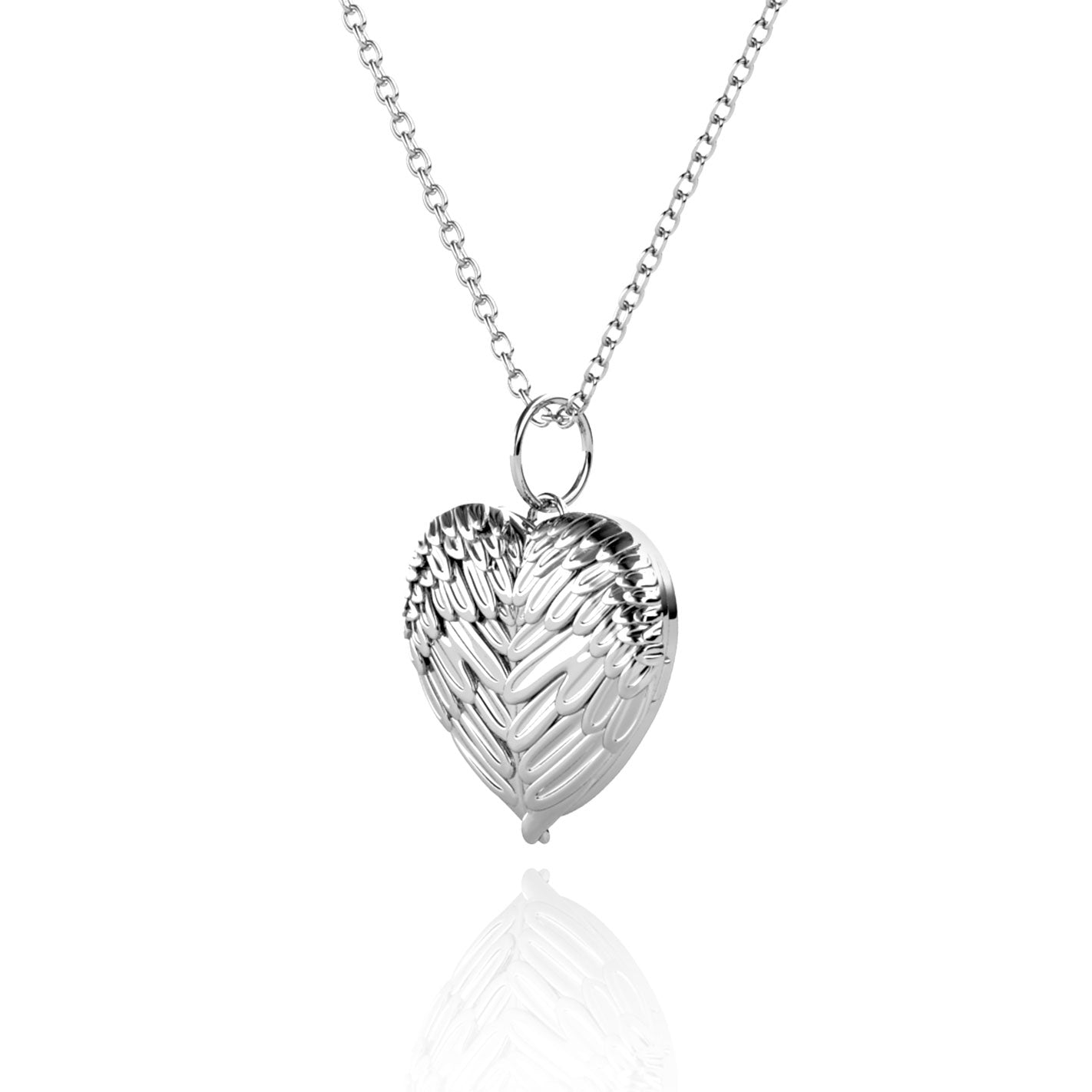 Heart Photo Locket Necklace with Picture Inside - Silver