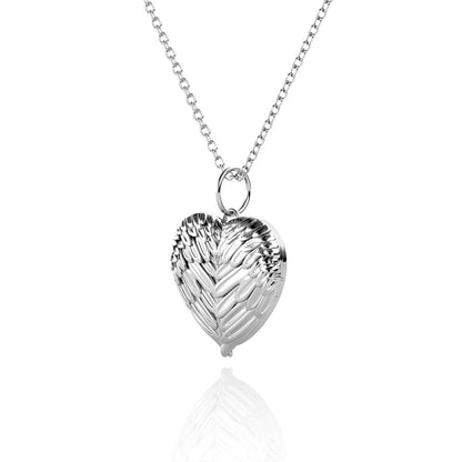 Heart Photo Locket Necklace with Picture Inside - Silver