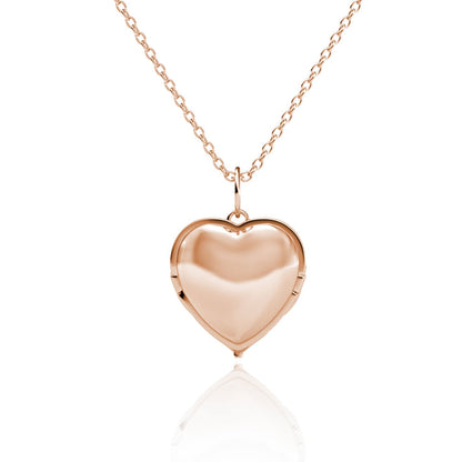 Angel Wings Heart Photo Locket Necklace with Picture Inside - Rose Gold