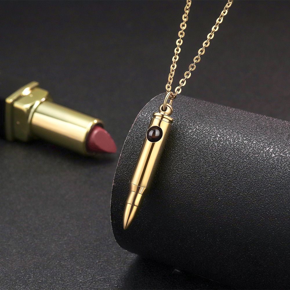 Bullet Necklace with Hidden Photo