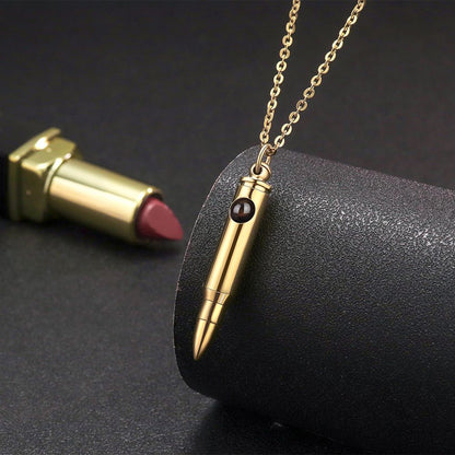 Bullet Necklace with Hidden Photo