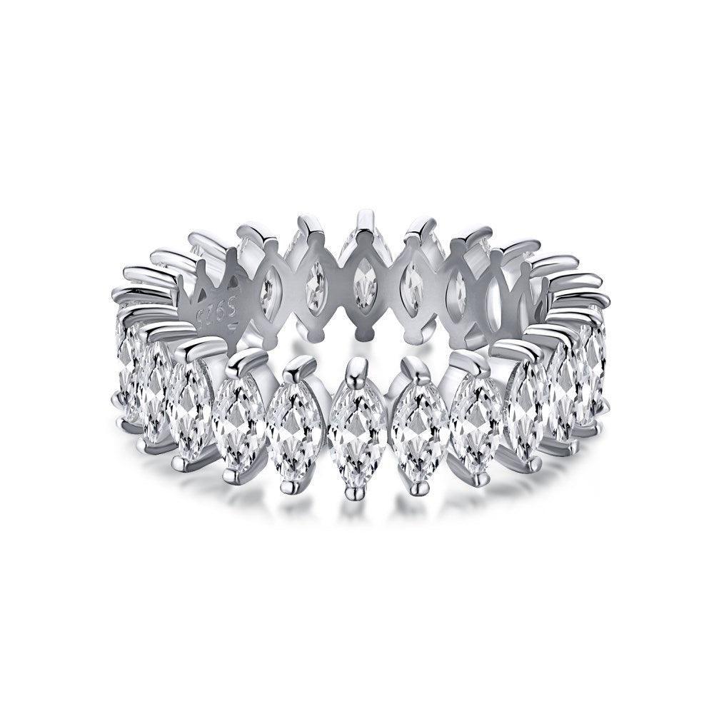 Marquise CZ Eternity Band Ring In Sterling Silver