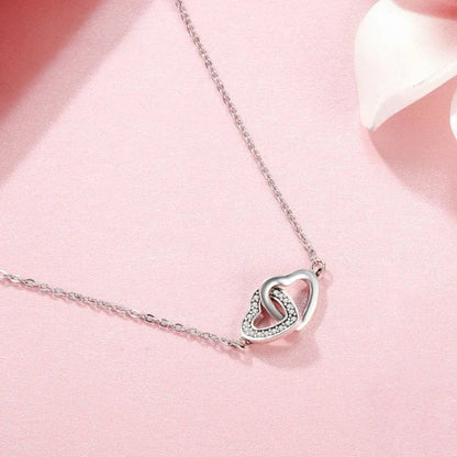 Mini Interlock Heart Mother and Daughter Necklace