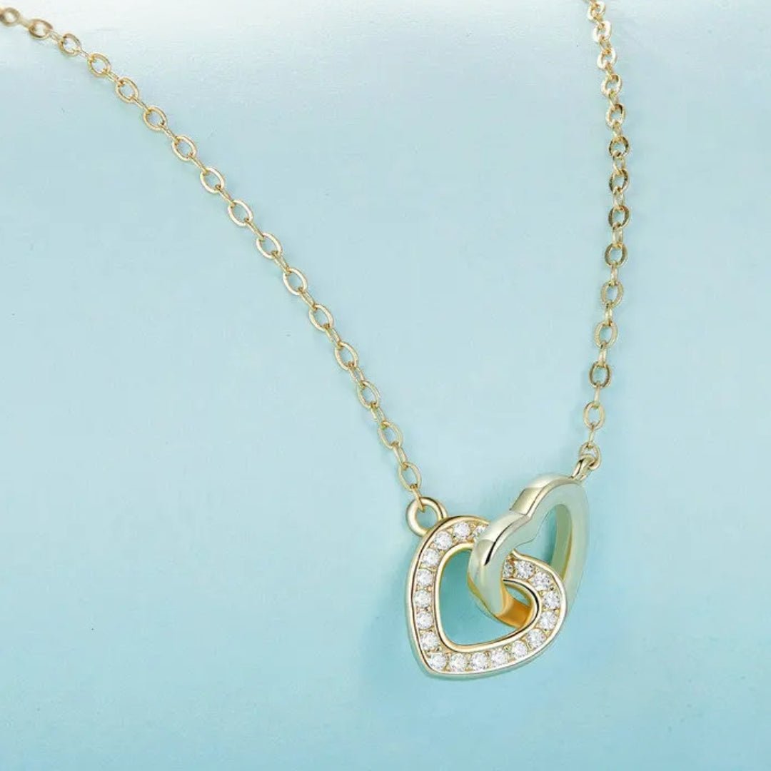 Mini Interlock Heart Mother and Daughter Necklace