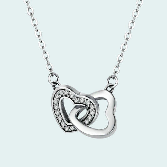 Mini Interlock Heart Mother and Daughter Necklace