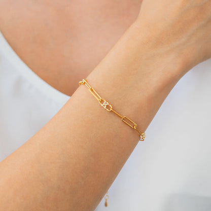 Paperclip Bracelet with Pave Initials