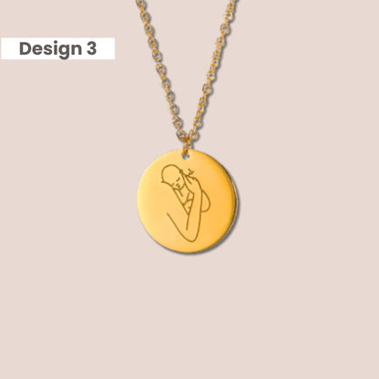 Mother and Angel Baby Necklace