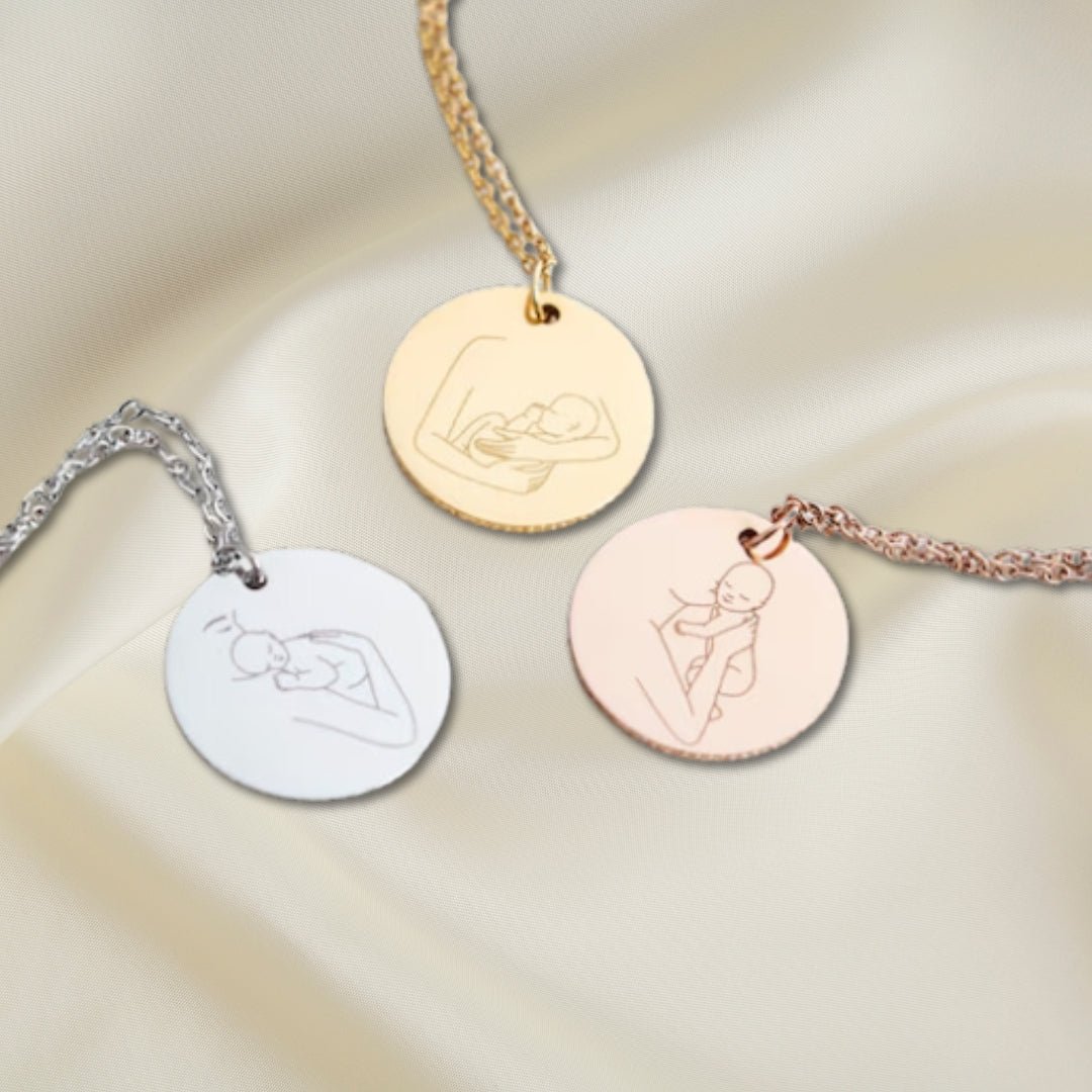 Mother and Angel Baby Necklace