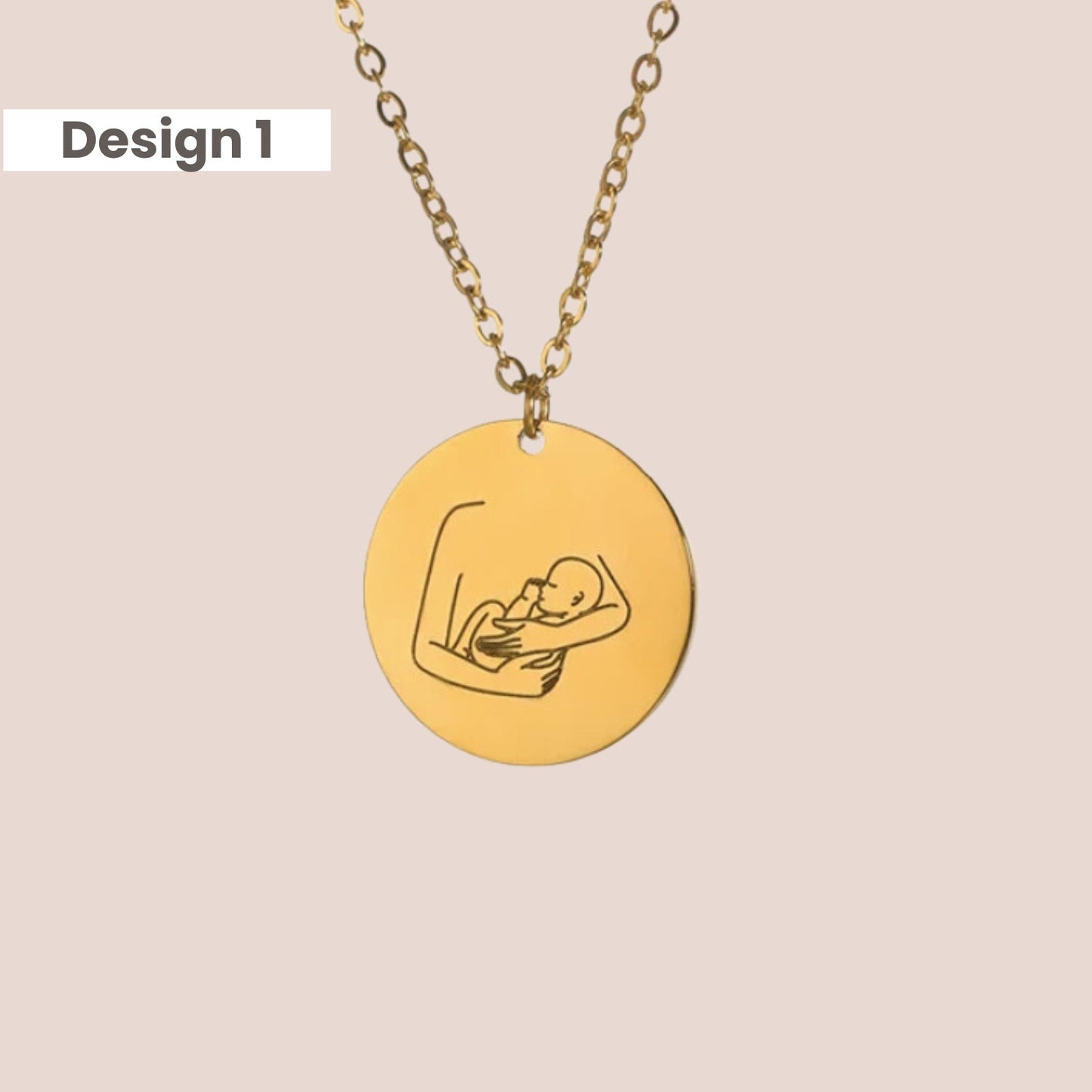 Mother and Angel Baby Necklace