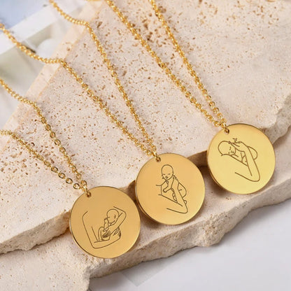 Mother and Angel Baby Necklace