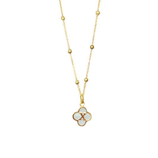 Mother Of Pearl Initial Clover Necklace