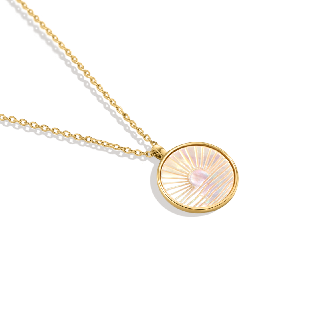 Mother of Pearl Sunrise Pendant Necklace