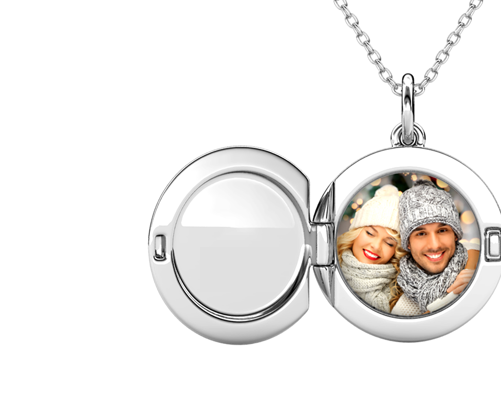 Photo Locket Necklace with Picture Inside - Silver