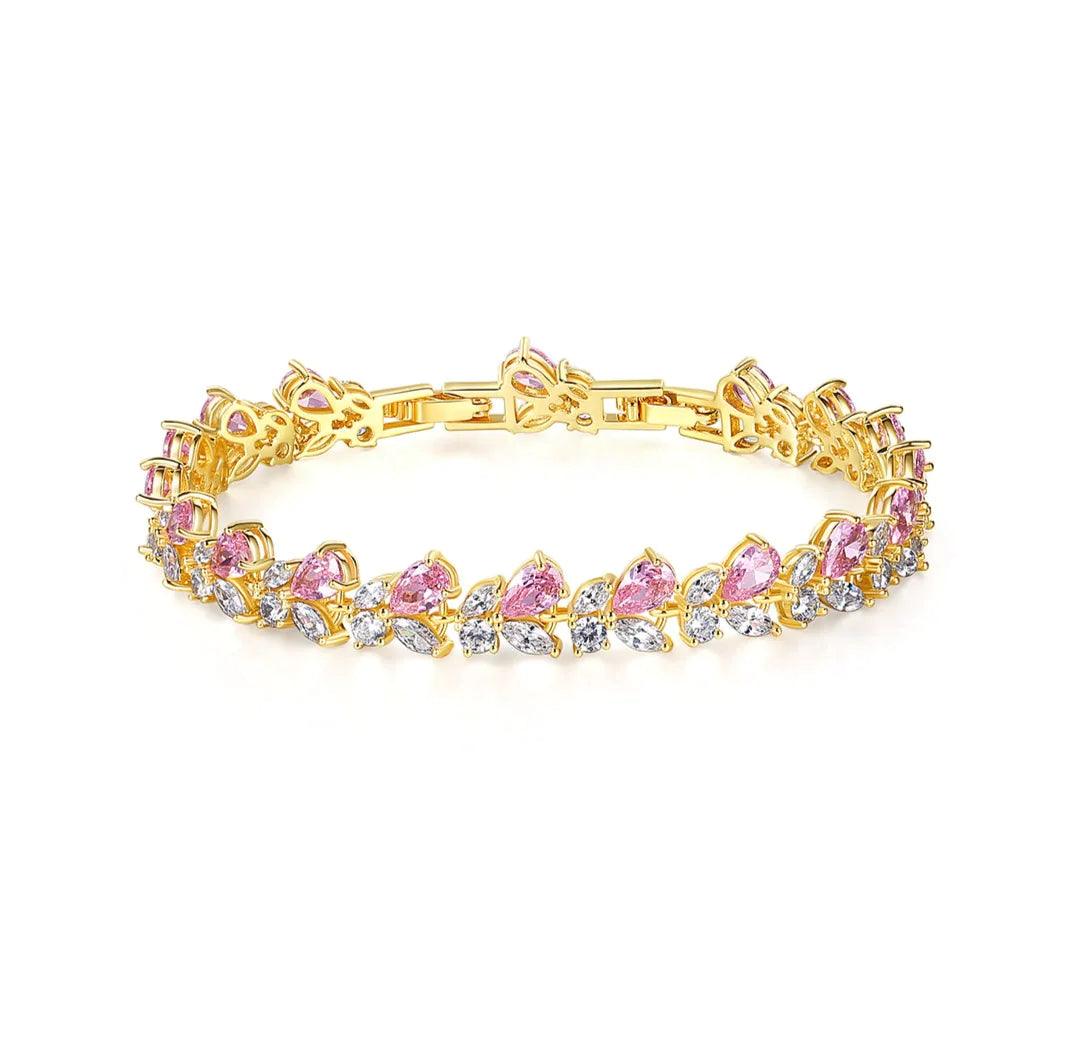 Nadira Pink & White Stones Adjustable Bracelet