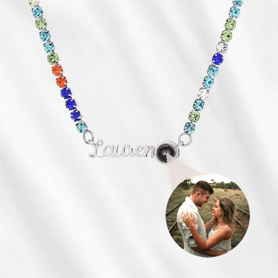 Custom Name and Photo Tennis Necklace