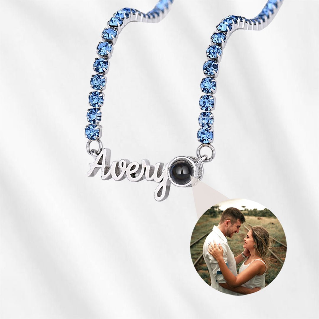 Projection Necklace with Custom Name Zirconia Stones Tennis Chain