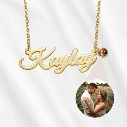 Photo Projection Necklace with Custom Name Engraved