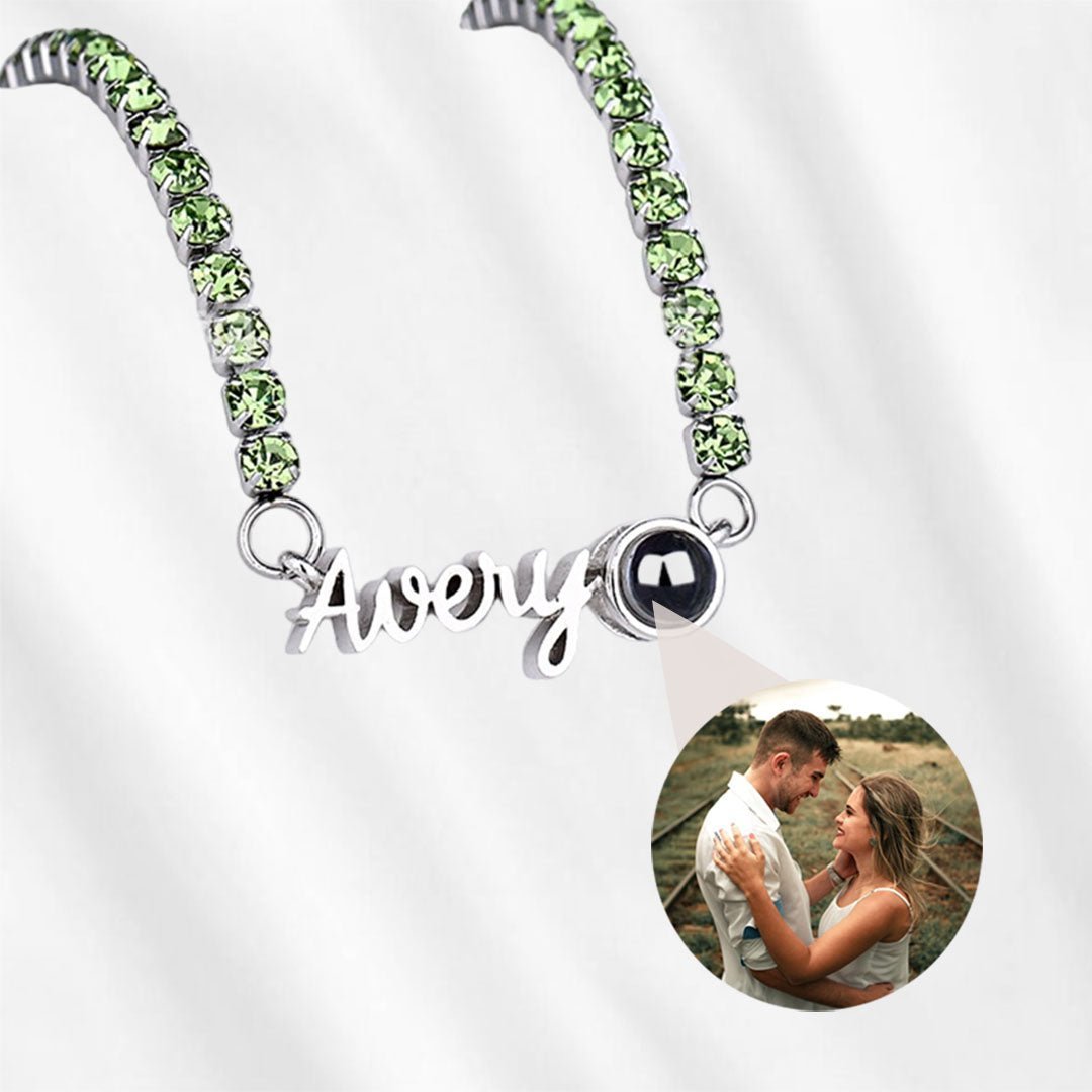 Projection Necklace with Custom Name Zirconia Stones Tennis Chain