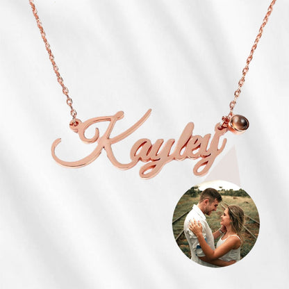 Photo Projection Necklace with Custom Name Engraved