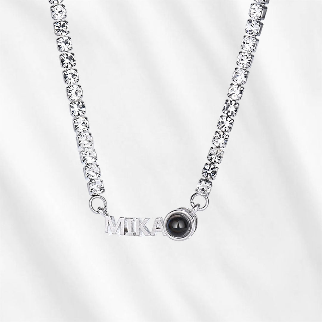 Projection Necklace with Custom Name Zirconia Stones Tennis Chain