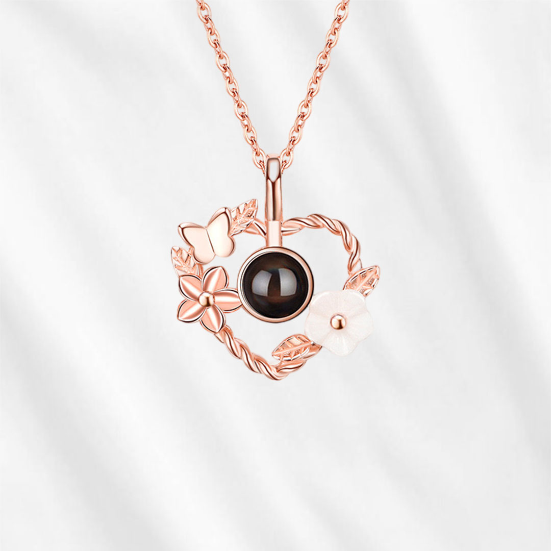 Photo Projection Necklace Butterfly Flower