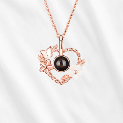 Photo Projection Necklace Butterfly Flower