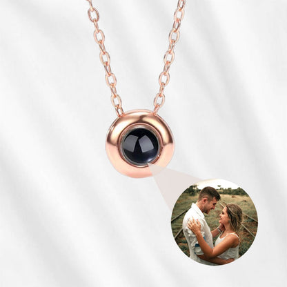 Projection Necklace with Picture Inside Circle Minimal Sterling Silver