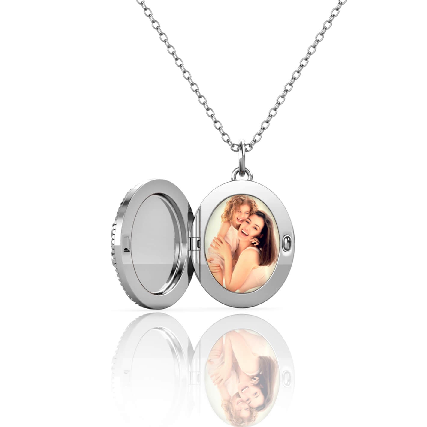 Photo Locket Necklace with Picture Inside - Silver